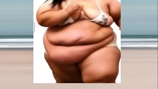 Very tanned super-fatty enjoys the beach (Solo; AI-Generated A071053a)