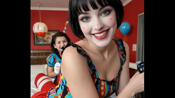 garota ia vestida de palhaço