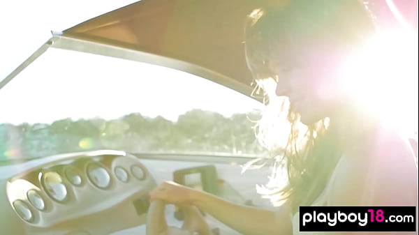 All natural Ukrainian bombshell Lily C Raisa relaxing naked on her boat