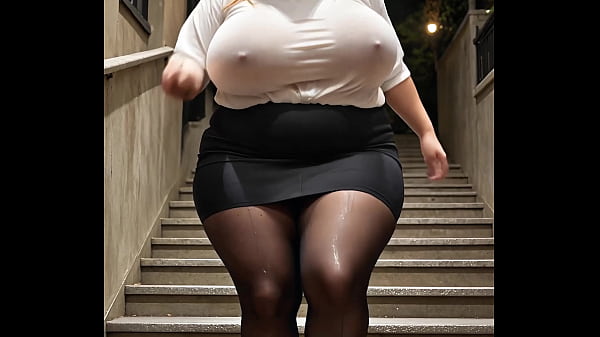 BBW down the stairs (AI Generated)
