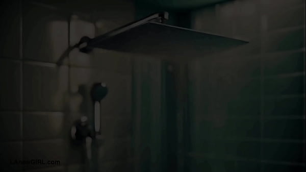 Sophisticated brunette model took a shower