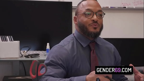 Blonde shemale boss Gracie Jane gets anal barebacked in the office