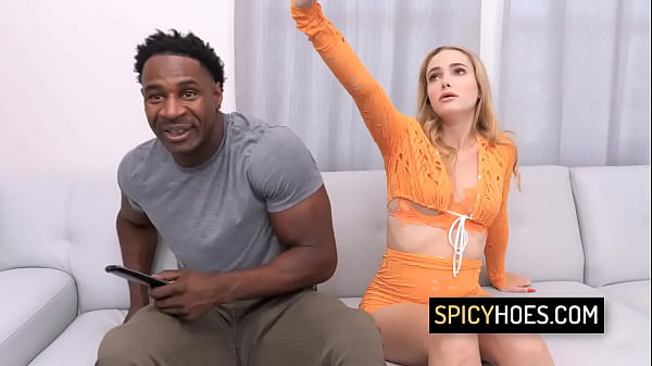 Blonde babe getting her pussy pounded on the couch by her black boyfriend – Athena Fleurs