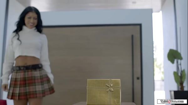 Gfs biggest shemale present lies all wrapped up on the bed