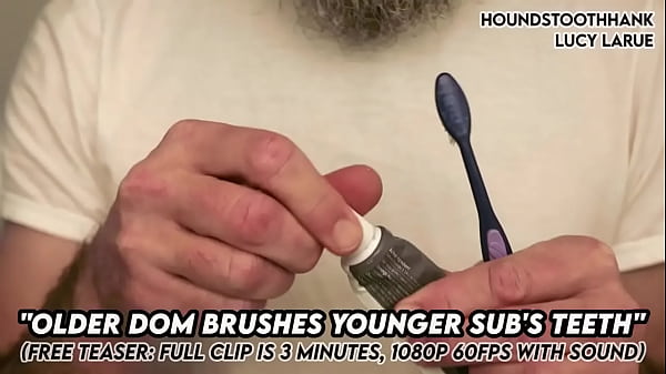 Older Dom Brushes Young Subs Teeth